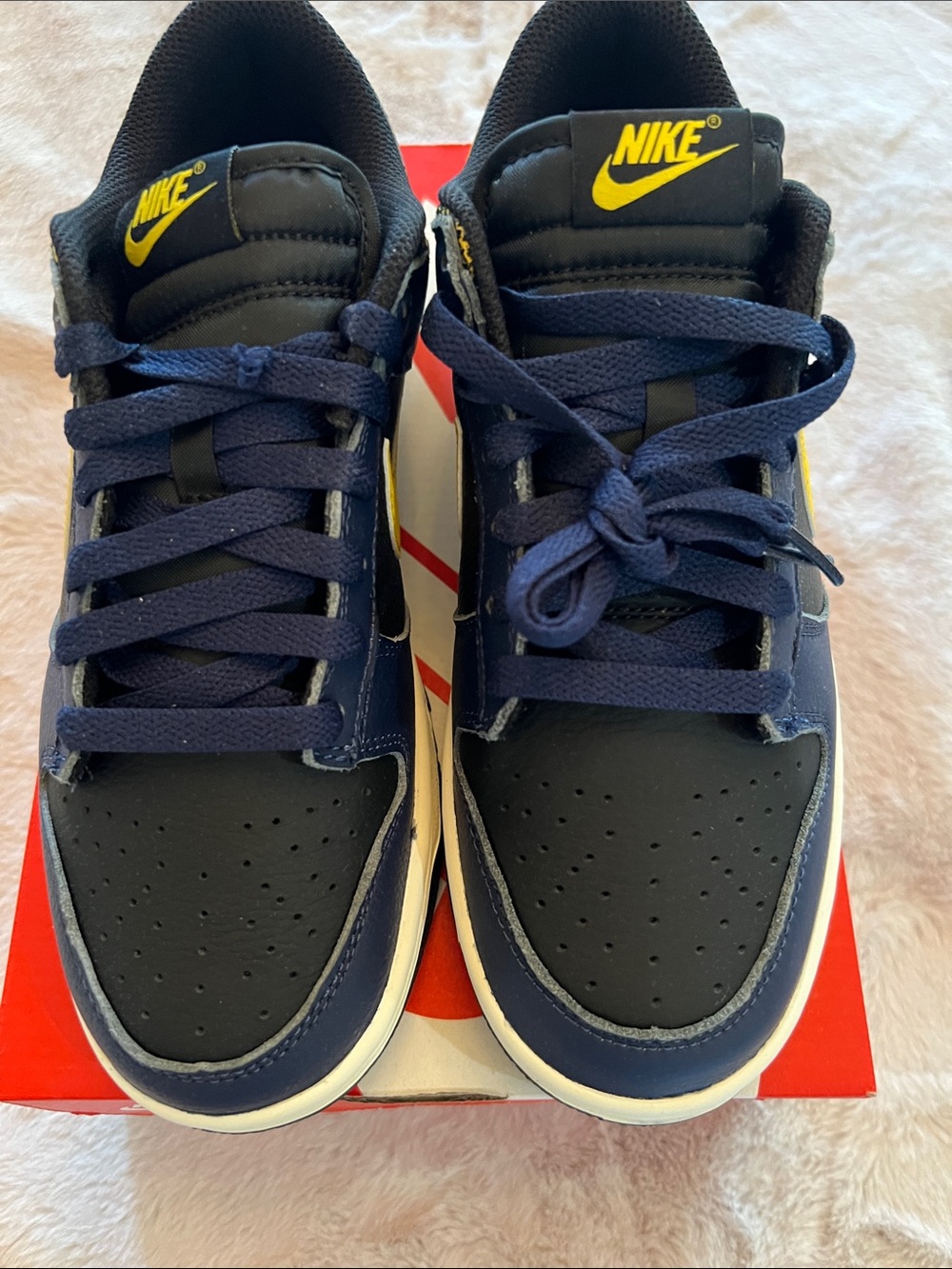 Nike Black & Navy Low-Top Sneakers with Yellow Swoosh